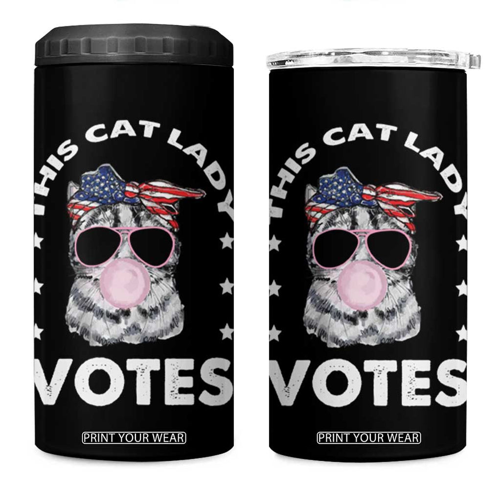 Harris 2024 4 in 1 Can Cooler Tumbler This Cat Lady Vote Kamala Madam President TB10 One Size: 16 oz Black Print Your Wear