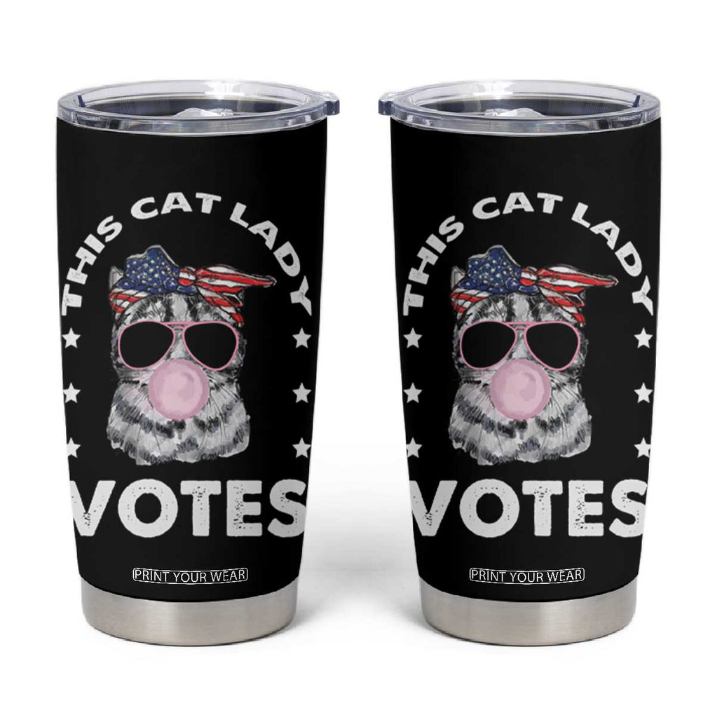 Harris 2024 Tumbler Cup This Cat Lady Vote Kamala Madam President TB10 Black Print Your Wear