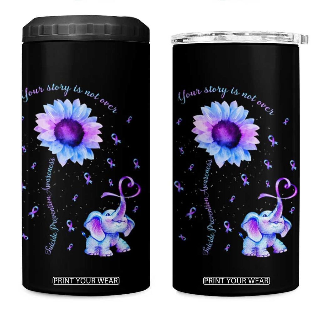 Suicide Prevention Awareness 4 in 1 Can Cooler Tumbler Teal Purple Elephant Your Story Is Not Over Sunflower Therapist Psychologist TB10 One Size: 16 oz Black Print Your Wear