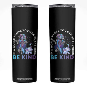 Suicide Prevention Awareness Skinny Tumbler Teal Purple Elephant In A World Where You Can Be Anything Be Kind Therapist Psychologist TB10 Black Print Your Wear