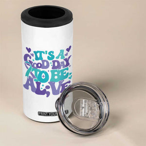 Suicide Prevention Awareness 4 in 1 Can Cooler Tumbler Teal Purple Ribbon Inspirational Motivational Gifts Little Reminders Therapist Psychologist TB10 Print Your Wear