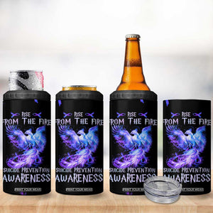 Suicide Prevention Awareness 4 in 1 Can Cooler Tumbler Teal Purple Ribbon Phoenix Rise From The Fire TB10 Print Your Wear