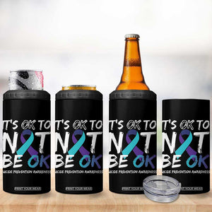 Suicide Prevention Awareness 4 in 1 Can Cooler Tumbler Teal Purple Ribbon It's Ok To Not Be Ok TB10 Print Your Wear