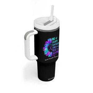 Suicide Prevention Awareness Tumbler With Handle Teal Purple Sunflower No Story Should End Too Soon TB10 Print Your Wear