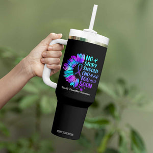 Suicide Prevention Awareness Tumbler With Handle Teal Purple Sunflower No Story Should End Too Soon TB10 Print Your Wear