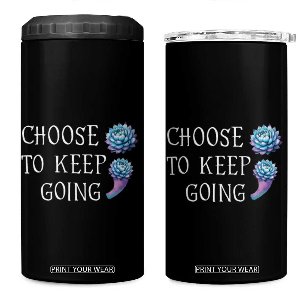 Suicide Prevention Awareness 4 in 1 Can Cooler Tumbler Teal Purple Semicolon Choose To Keep Going Support Therapist Psychologist TB10 One Size: 16 oz Black Print Your Wear