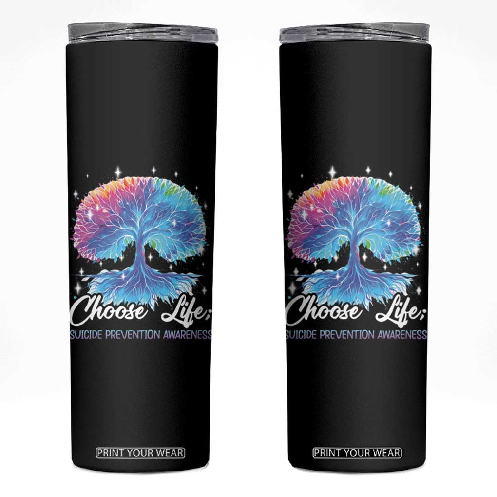 Suicide Prevention Awareness Skinny Tumbler Teal Purple Choose Life Support You Matter Therapist Psychologist TB10 Black Print Your Wear