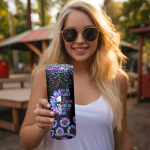 Suicide Prevention Awareness Skinny Tumbler Teal Purple Sunflower Skull Into The Darkness I Go To Lose My Mind And Find My Soul TB10 Print Your Wear