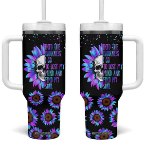 Suicide Prevention Awareness Tumbler With Handle Teal Purple Sunflower Skull Into The Darkness I Go To Lose My Mind And Find My Soul TB10 One Size: 40 oz Black Print Your Wear