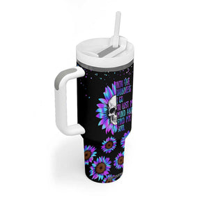 Suicide Prevention Awareness Tumbler With Handle Teal Purple Sunflower Skull Into The Darkness I Go To Lose My Mind And Find My Soul TB10 Print Your Wear