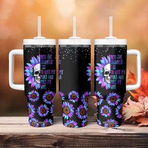 Suicide Prevention Awareness Tumbler With Handle Teal Purple Sunflower Skull Into The Darkness I Go To Lose My Mind And Find My Soul TB10 Print Your Wear