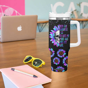 Suicide Prevention Awareness Tumbler With Handle Teal Purple Sunflower Skull Into The Darkness I Go To Lose My Mind And Find My Soul TB10 Print Your Wear