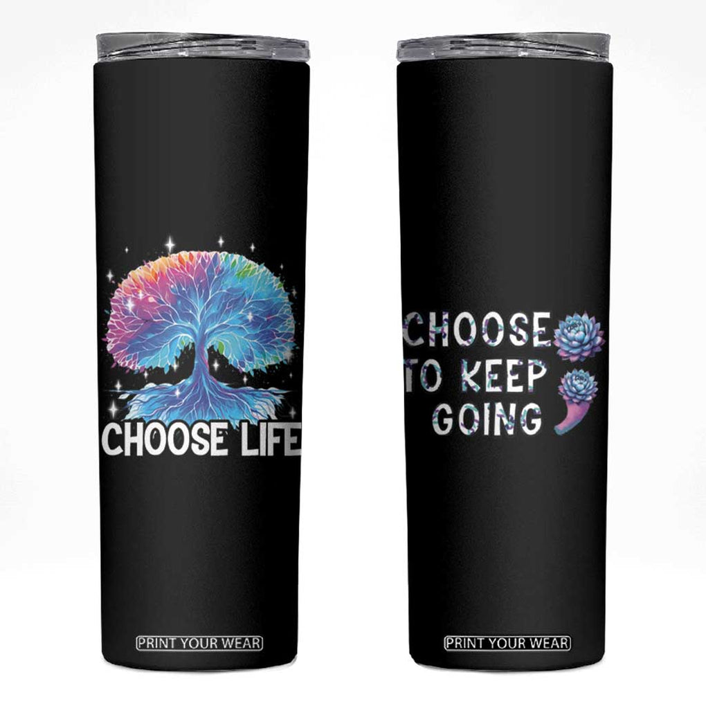 Suicide Prevention Awareness Skinny Tumbler Teal Purple Semicolon Choose Life Support You Matter Therapist Psychologist TB10 Black Print Your Wear