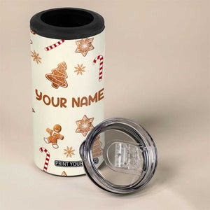 Personalized Christmas 4 in 1 Can Cooler Tumbler Custom Name Coquette Bow Tree Gingerbread Xmas Gifts For Her TB10 Print Your Wear