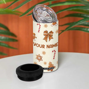 Personalized Christmas 4 in 1 Can Cooler Tumbler Custom Name Coquette Bow Tree Gingerbread Xmas Gifts For Her TB10 Print Your Wear