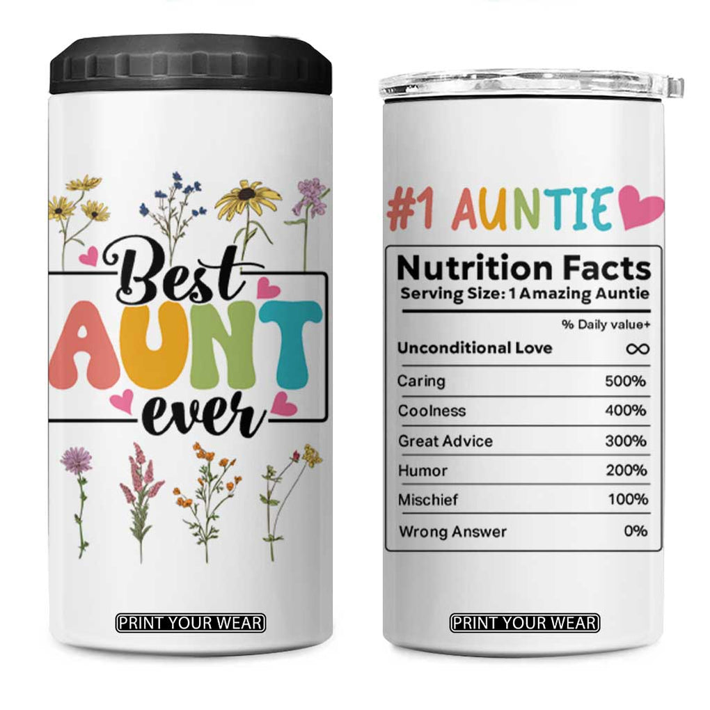 Funny Aunt 4 in 1 Can Cooler Tumbler Best Auntie Ever TB10 One Size: 16 oz White Print Your Wear