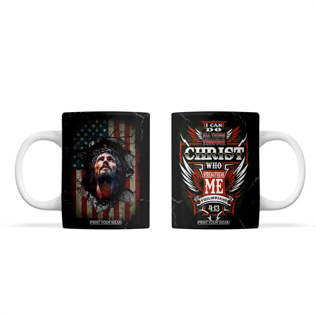 Christian Gift for Men Coffee Mug I Can Do All Things Through Christ Religious Pastor TB10 Black Print Your Wear