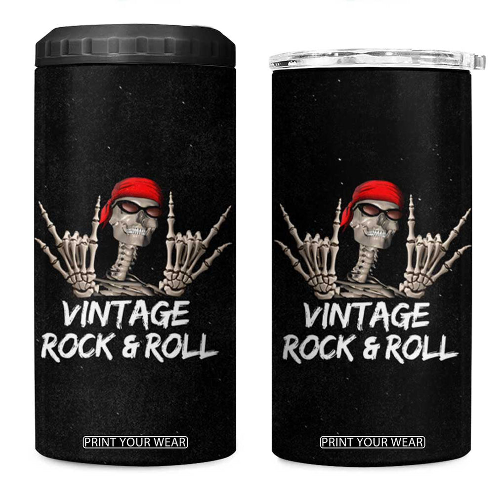 Rocker Skeleton 4 in 1 Can Cooler Tumbler Vintage Hand Rock & Roll Funny Halloween Gifts TB10 One Size: 16 oz Black Print Your Wear