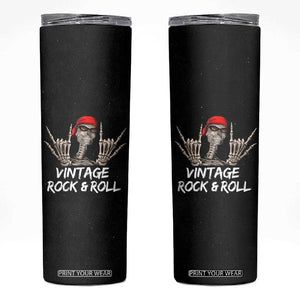 Rocker Skeleton Skinny Tumbler Vintage Hand Rock & Roll Funny Halloween Gifts TB10 Black Print Your Wear