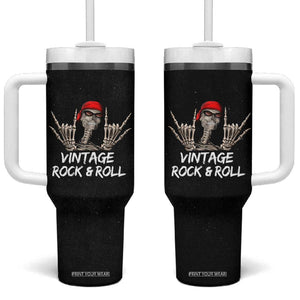 Rocker Skeleton Tumbler With Handle Vintage Hand Rock & Roll Funny Halloween Gifts TB10 One Size: 40 oz Black Print Your Wear