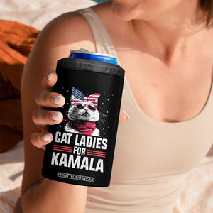 Harris 2024 4 in 1 Can Cooler Tumbler Cat Lady Ladies for Kamala Madam President TB10 Print Your Wear