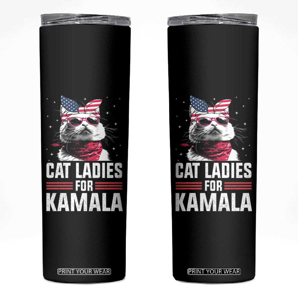 Harris 2024 Skinny Tumbler Cat Lady Ladies for Kamala Madam President TB10 Black Print Your Wear