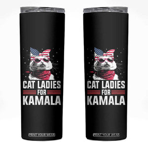 Harris 2024 Skinny Tumbler Cat Lady Ladies for Kamala Madam President TB10 Black Print Your Wear