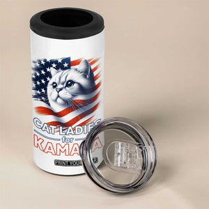 Cat Lady Ladies For Kamala 4 in 1 Can Cooler Tumbler Madam President Voting Harris US Election 2024 USA American Flag TB10 Print Your Wear