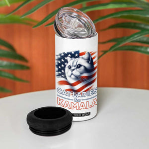 Cat Lady Ladies For Kamala 4 in 1 Can Cooler Tumbler Madam President Voting Harris US Election 2024 USA American Flag TB10 Print Your Wear