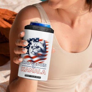 Cat Lady Ladies For Kamala 4 in 1 Can Cooler Tumbler Madam President Voting Harris US Election 2024 USA American Flag TB10 Print Your Wear