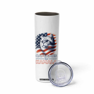 Cat Lady Ladies For Kamala Skinny Tumbler Madam President Voting Harris US Election 2024 USA American Flag TB10 Print Your Wear