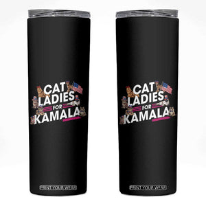 Harris 2024 Skinny Tumbler Cat Lady Ladies for Kamala Madam President TB10 Black Print Your Wear