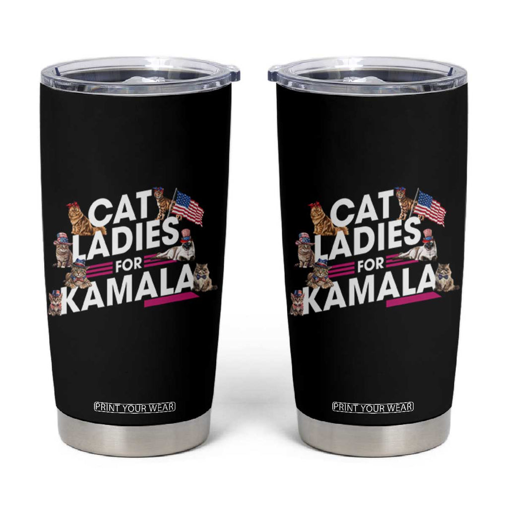 Harris 2024 Tumbler Cup Cat Lady Ladies for Kamala Madam President TB10 Black Print Your Wear