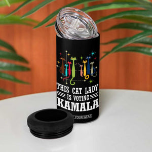 Madam President Harris 2024 4 in 1 Can Cooler Tumbler Childless Cat Lady Ladies Is Voting Kamala Election Vintage Retro Mid-Century Kitty 50s 60s Style TB10 Print Your Wear