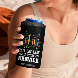 Madam President Harris 2024 4 in 1 Can Cooler Tumbler Childless Cat Lady Ladies Is Voting Kamala Election Vintage Retro Mid-Century Kitty 50s 60s Style TB10 Print Your Wear