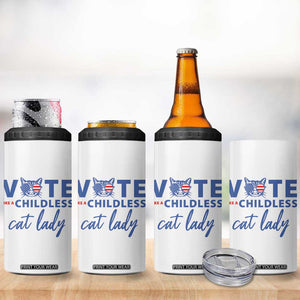 Vote Like A Childless Cat Lady 4 in 1 Can Cooler Tumbler Support Kamala Madam President Harris 2024 TB10 Print Your Wear