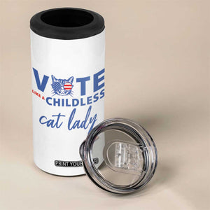 Vote Like A Childless Cat Lady 4 in 1 Can Cooler Tumbler Support Kamala Madam President Harris 2024 TB10 Print Your Wear