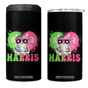 Harris 2024 Presidential Election 4 in 1 Can Cooler Tumbler Cat Lady Ladies for Kamala Madam President TB10 One Size: 16 oz Black Print Your Wear