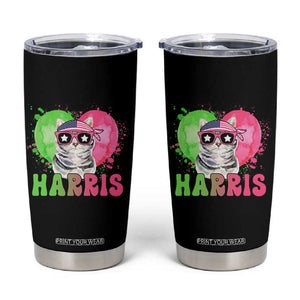 Harris 2024 Presidential Election Tumbler Cup Cat Lady Ladies for Kamala Madam President TB10 Black Print Your Wear