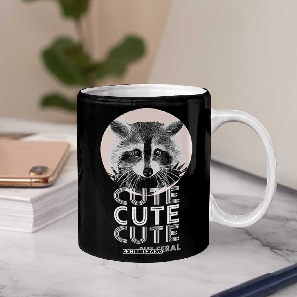 Cute Raccoon Coffee Mug But Feral Gag Gift For Her TB10 Print Your Wear