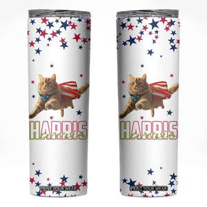 Harris 2024 Skinny Tumbler Cat Lady, Ladies for Kamala Madam President TB10 White Print Your Wear