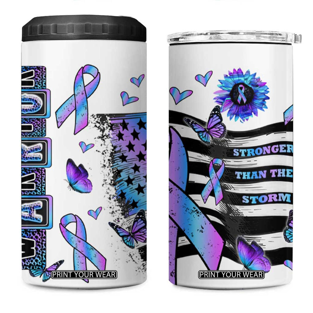 Suicide Prevention Awareness 4 in 1 Can Cooler Tumbler Teal Purple Ribbon Warrior Support USA Flag TB10 One Size: 16 oz White Print Your Wear