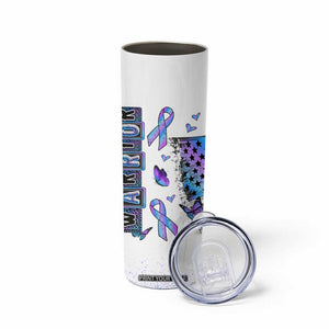 Suicide Prevention Awareness Skinny Tumbler Teal Purple Ribbon Warrior Support USA Flag TB10 Print Your Wear