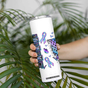 Suicide Prevention Awareness Skinny Tumbler Teal Purple Ribbon Warrior Support USA Flag TB10 Print Your Wear