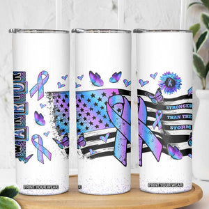 Suicide Prevention Awareness Skinny Tumbler Teal Purple Ribbon Warrior Support USA Flag TB10 Print Your Wear