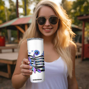 Suicide Prevention Awareness Skinny Tumbler Teal Purple Ribbon Warrior Support USA Flag TB10 Print Your Wear