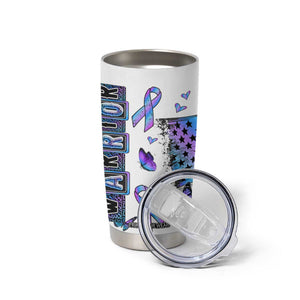 Suicide Prevention Awareness Tumbler Cup Teal Purple Ribbon Warrior Support USA Flag TB10 Print Your Wear