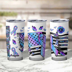 Suicide Prevention Awareness Tumbler Cup Teal Purple Ribbon Warrior Support USA Flag TB10 Print Your Wear