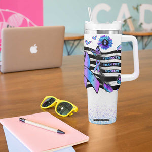 Suicide Prevention Awareness Tumbler With Handle Teal Purple Ribbon Warrior Support USA Flag TB10 Print Your Wear