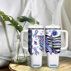 Suicide Prevention Awareness Tumbler With Handle Teal Purple Ribbon Warrior Support USA Flag TB10 Print Your Wear